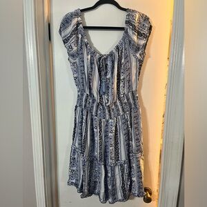 J for Justify Blue and White Ruffle Dress
